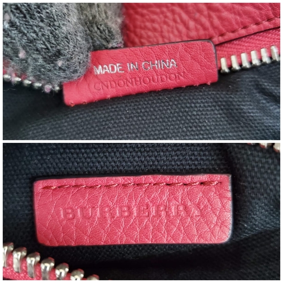 BURBERRY Check Canvas Crossbody Cadmium Farley Red Bag - Picture 4 of 11